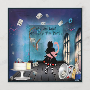 Convites Festa de aniversário de Alice & Pink Flamingo Won