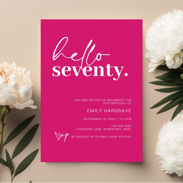 Convites Festa de aniversário de Alô Rosa-Quente Vibrante (Criador carregado)