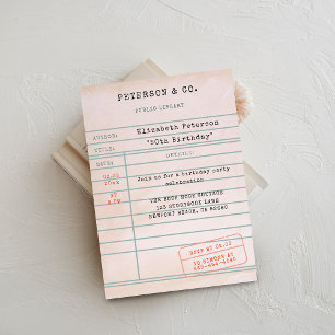 Convites Festa de Aniversário de Amante de Livros com Cartã