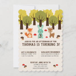 Convites Festa de aniversário de animais da floresta em bru
