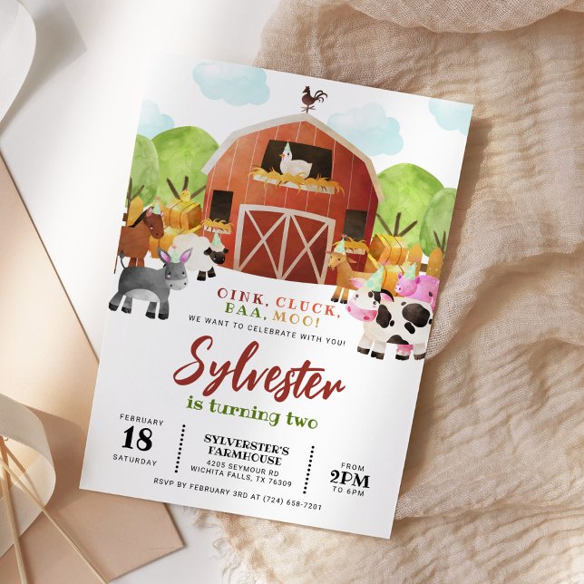 Convites Festa de aniversário de animais de criação (Criador carregado)