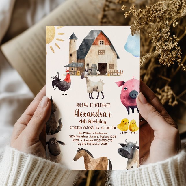 Convites Festa de aniversário de animais de exploração (Criador carregado)