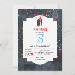 Convites Festa de aniversário de Animais de Triagem Chimpan