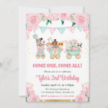 Festa de aniversário de Animais do Circo Rosa de A