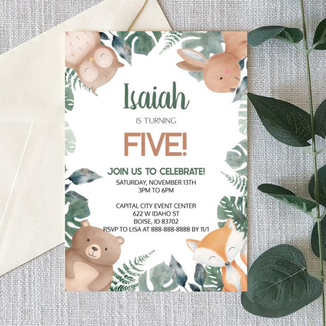 Convites Festa de aniversário de Animais do Jardim Zoológic (Criador carregado)