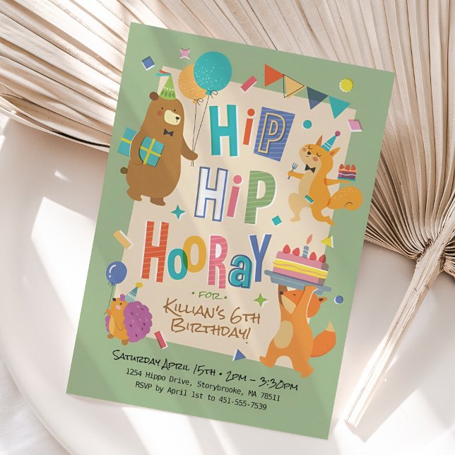 Convites Festa de aniversário de Animais do Partido Woodlan (Criador carregado)