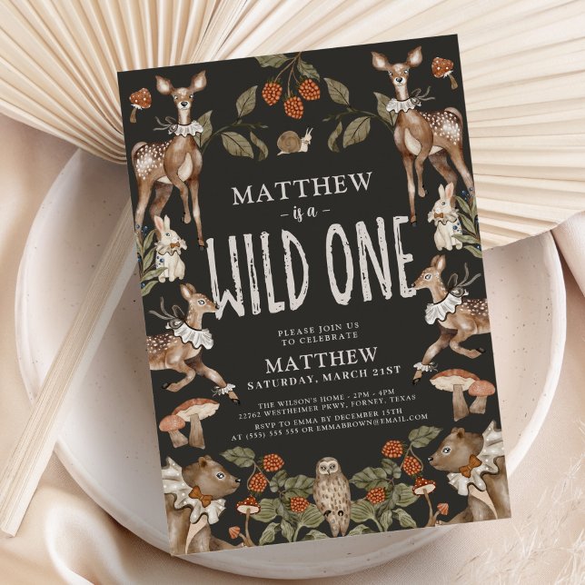 Convites Festa de aniversário de Animais Florestais Selvage (Criador carregado)