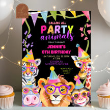 Festa de Aniversário de Animais Selvagens Colorido