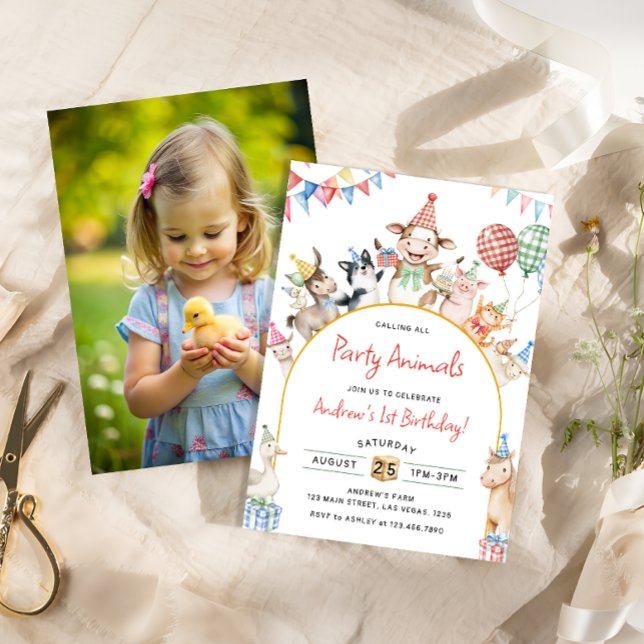 Convites Festa de aniversário de Aniversário de Animais de  (Criador carregado)