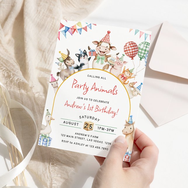 Convites Festa de aniversário de Aniversário de Animais de  (Criador carregado)
