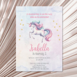 Convites Festa de aniversário de Aquarela Mágica de Unicórn