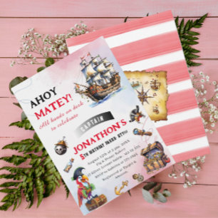 Convites Festa de aniversário de aquarela pirata