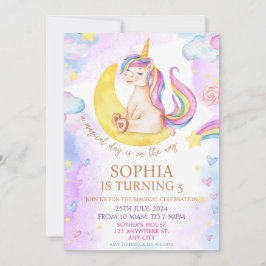 Convites Festa de aniversário de Aquarela Púrpura de Unicór