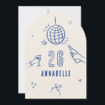 Convites festa de aniversário de aranha desenhada à mão<br><div class="desc">Creme e azul branco desenhado à mão para a idade editável bebidas cocktail arco coquetel coquette.</div>