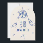 Convites festa de aniversário de aranha desenhada à mão<br><div class="desc">Creme e azul branco desenhado à mão para a idade editável bebidas cocktail arco coquetel coquette.</div>