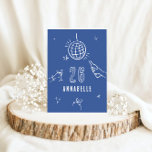 Convites festa de aniversário de aranha desenhada à mão<br><div class="desc">A mão branca azul desenhou bebidas de aniversário de idade editáveis bebidas cocktail arco coquetel de bola de disco convidada.</div>