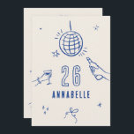 Convites festa de aniversário de aranha desenhada à mão<br><div class="desc">Creme e azul branco desenhado à mão para a idade editável bebidas cocktail arco coquetel coquette.</div>