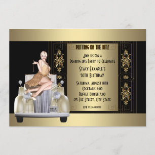 Convites Festa de aniversário de Art Deco Roaring 20