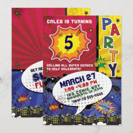 Convites Festa de Aniversário de Arte Pop de Quadrinhos