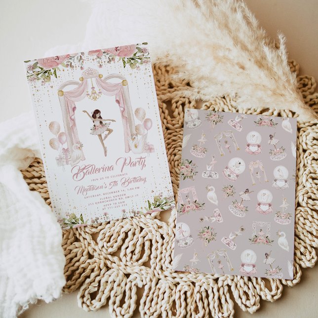Convites Festa de aniversário de bailarina de palco central (Criador carregado)