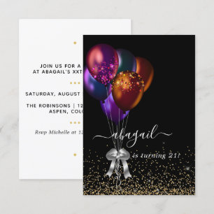 Convites  Festa de aniversário de Balões Iridescentes Esc