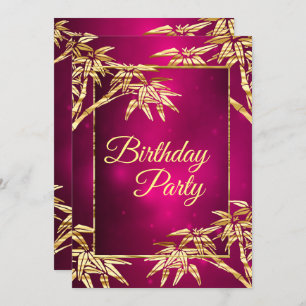 Convites Festa de aniversário de bambu, Ouro rosa,