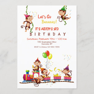Convites Festa de aniversário de Bananas de vamos