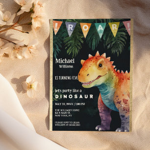 Convites Festa de aniversário de Banner de Dino Preto Laran