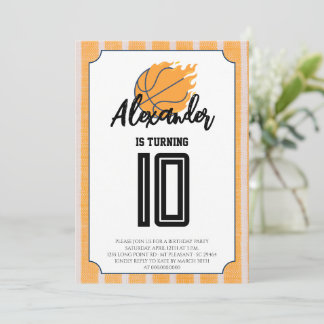 Convites Festa de Aniversário de Basquete com Listras Laran