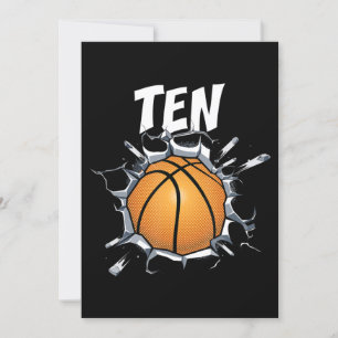Convites Festa de Aniversário de Basquete de 10 Anos Menino
