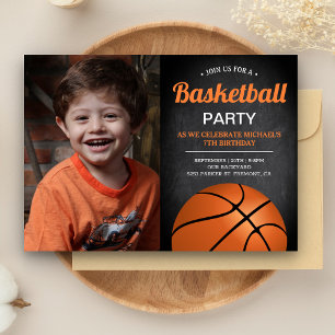 Convites Festa de Aniversário de Basquete Infantil em Quadr