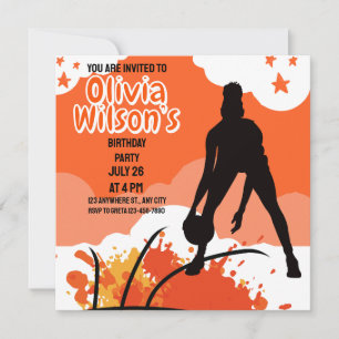 Convites Festa de aniversário de basquete, jogador de basqu
