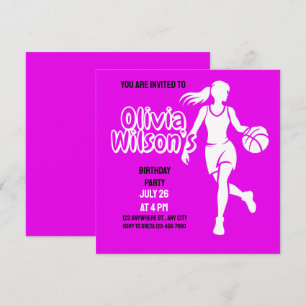 Convites Festa de aniversário de basquete, jogador de basqu