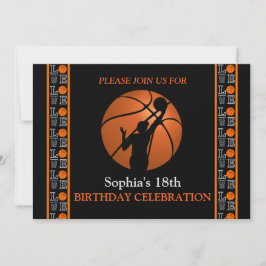 Convites Festa de aniversário de basquete, jogador de basqu
