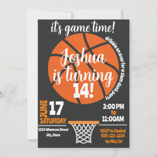 Convites Festa de aniversário de basquete personalizada