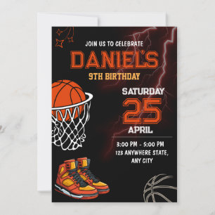 Convites Festa de Aniversário de Basquetebol Esportes Menin