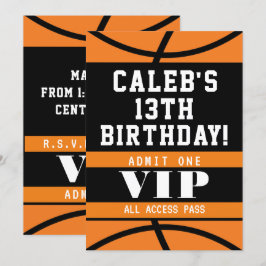 Convites Festa de Aniversário de Basquetebol Laranja Preto