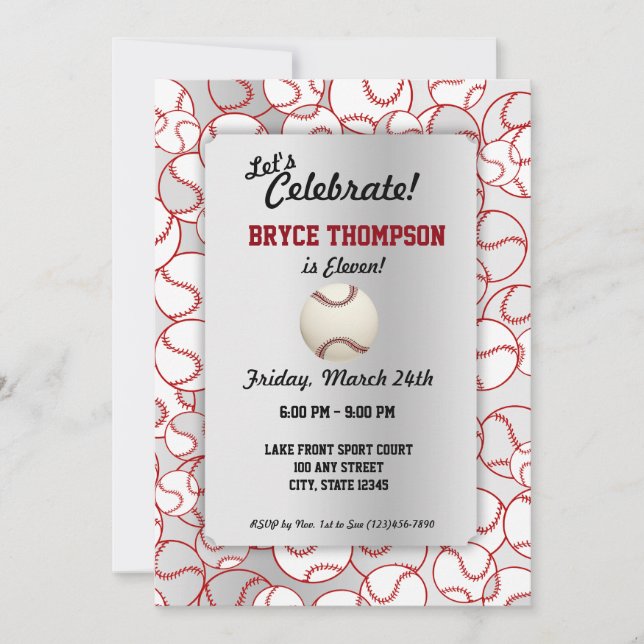 Convites Festa de aniversário de beisebol (Frente)