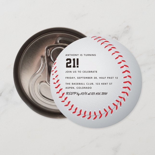 Convites Festa de Aniversário de Beisebol Adulto (Frente/Verso)