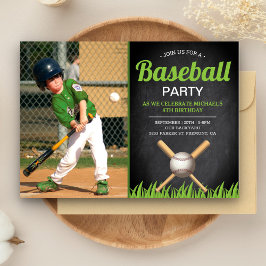 Convites Festa de Aniversário de Beisebol Infantil em Quadr