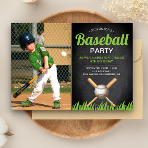 Convites Festa de Aniversário de Beisebol Infantil em Quadr