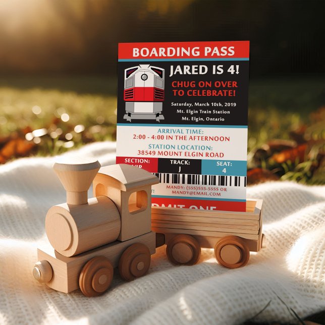 Convites Festa de aniversário de Bilhete de Embarque do Com (Criador carregado)