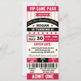 Convites Festa de aniversário de Bilhetes Preta e Vermelha