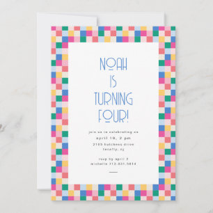 Convites Festa de aniversário de blocos multicolores de rep