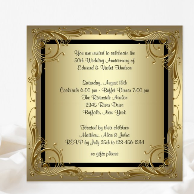 Convites Festa de Aniversário de Bodas de 50 Anos Elegant G (You can change all text, font style and wording as needed on this beautiful any occasion design.)