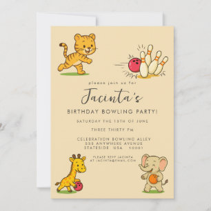 Convites Festa de aniversário de Boliche de dez pinos perso