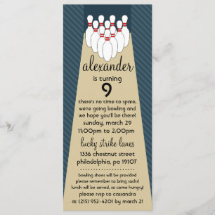 Convites Festa de aniversário de Boliches Azul Lucky Strik