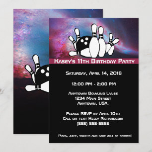 Convites Festa de aniversário de Boliches de galáxia cós