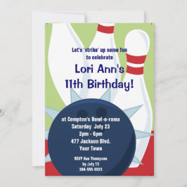 Convites Festa de aniversário de Boliches personalizável