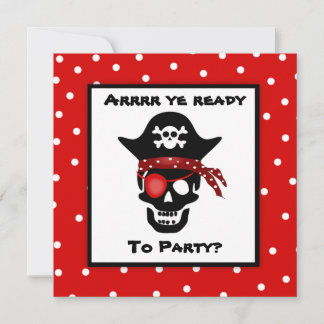 Convites Festa de aniversário de Bolinhas Pirata do Crânio 